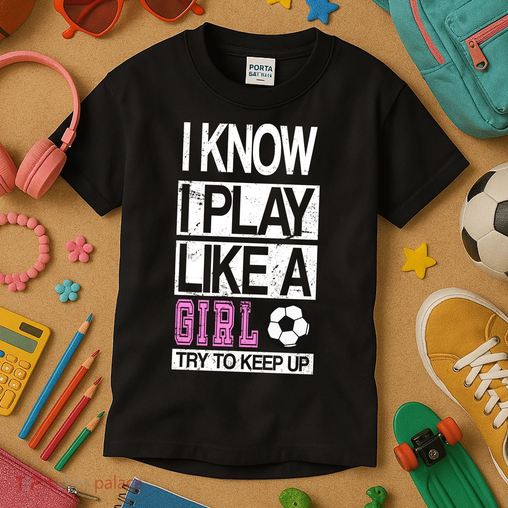 I Play Like A Girl Try To Keep Up Soccer Kids T-Shirt
