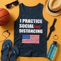 I Practiced Socialism Distancing Tank Top thumb 4