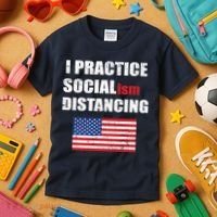 I Practiced Socialism Distancing Kids T-Shirt thumb 3