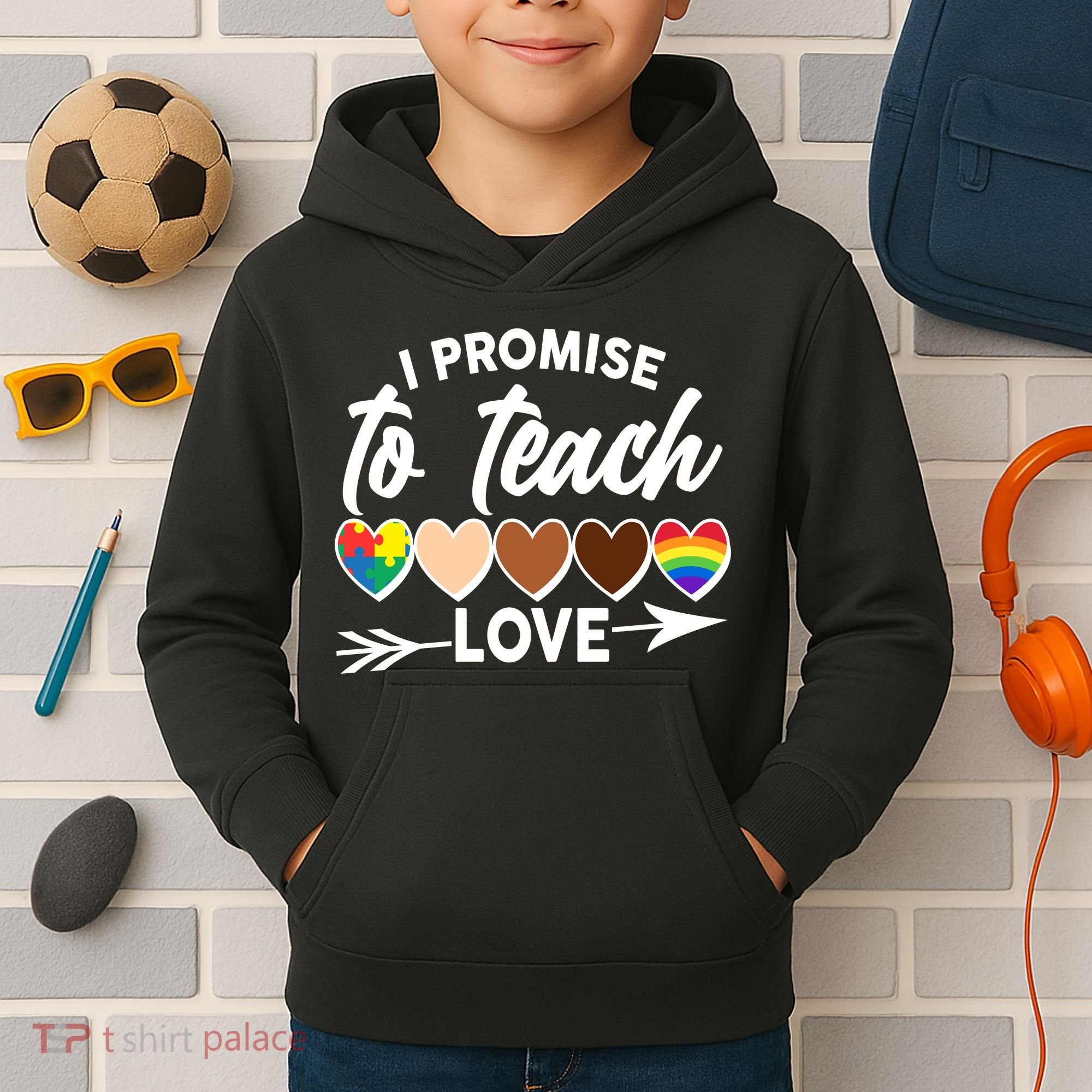 I Promise To Teach Love Diversity Equality Kids Hoodie