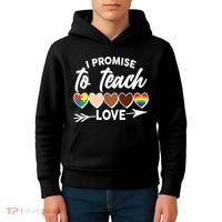 I Promise To Teach Love Diversity Equality Kids Hoodie thumb 4