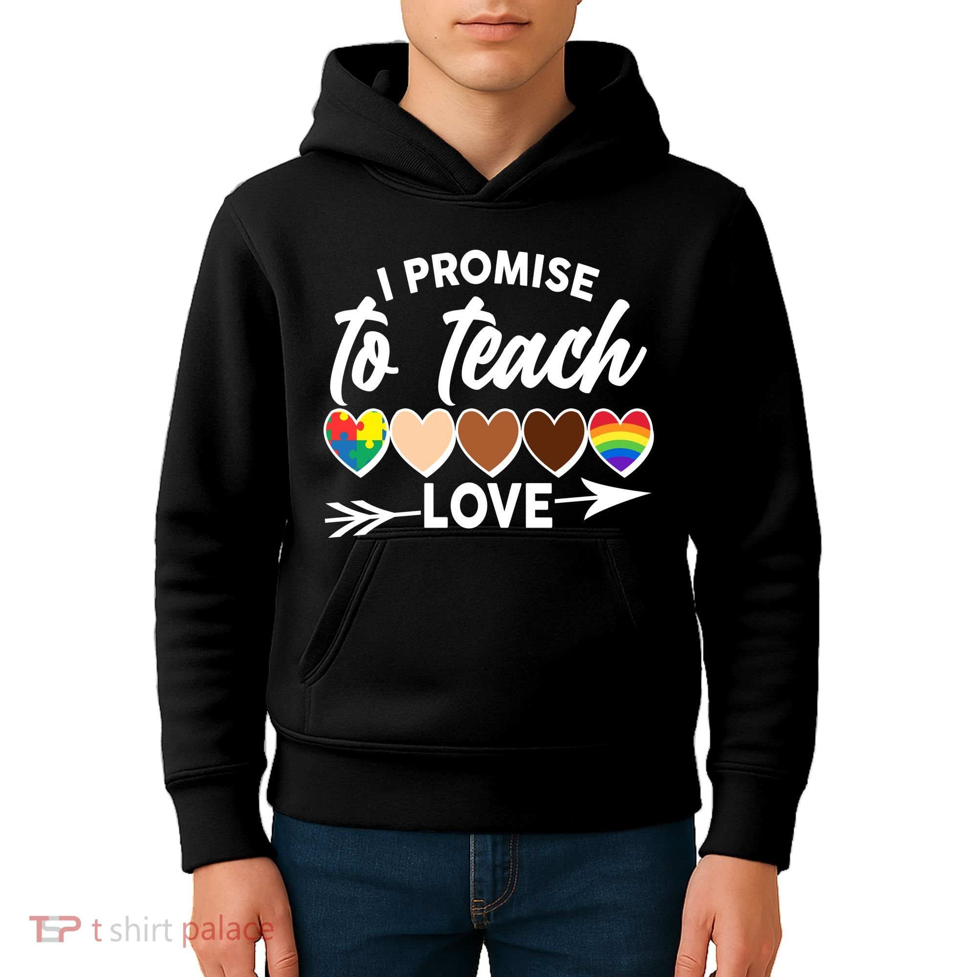 I Promise To Teach Love Diversity Equality Kids Hoodie
