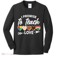 I Promise To Teach Love Diversity Equality Kids Long Sleeve Shirt thumb 0