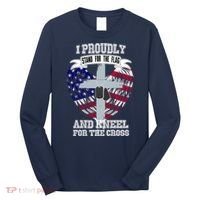 I Proudly Stand For The Flag And Kneel For The Cross Long Sleeve Shirt thumb 0