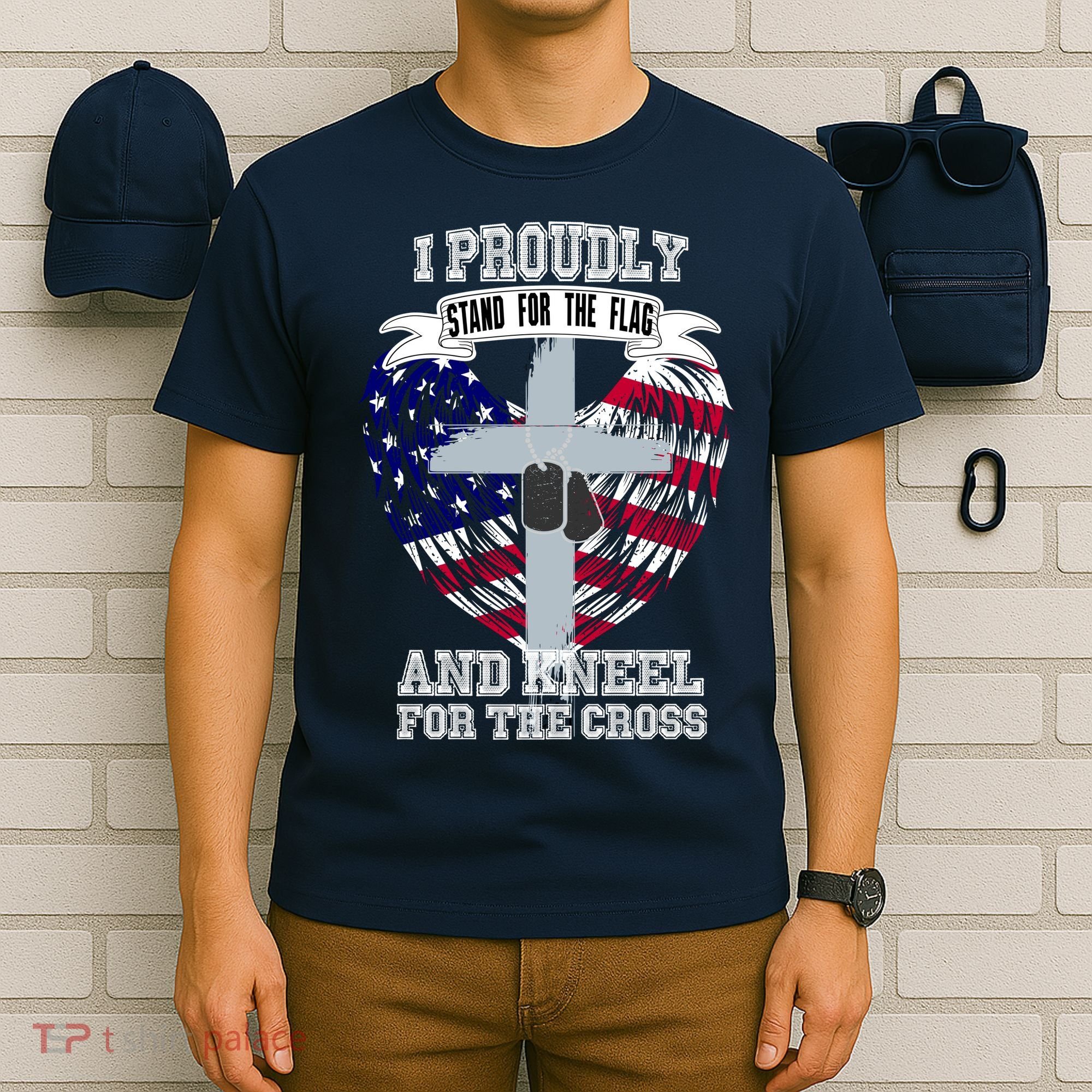 I Proudly Stand For The Flag And Kneel For The Cross T-Shirt