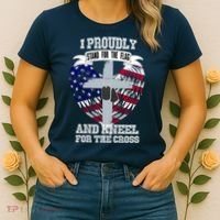 I Proudly Stand For The Flag And Kneel For The Cross Women's T-Shirt thumb 2