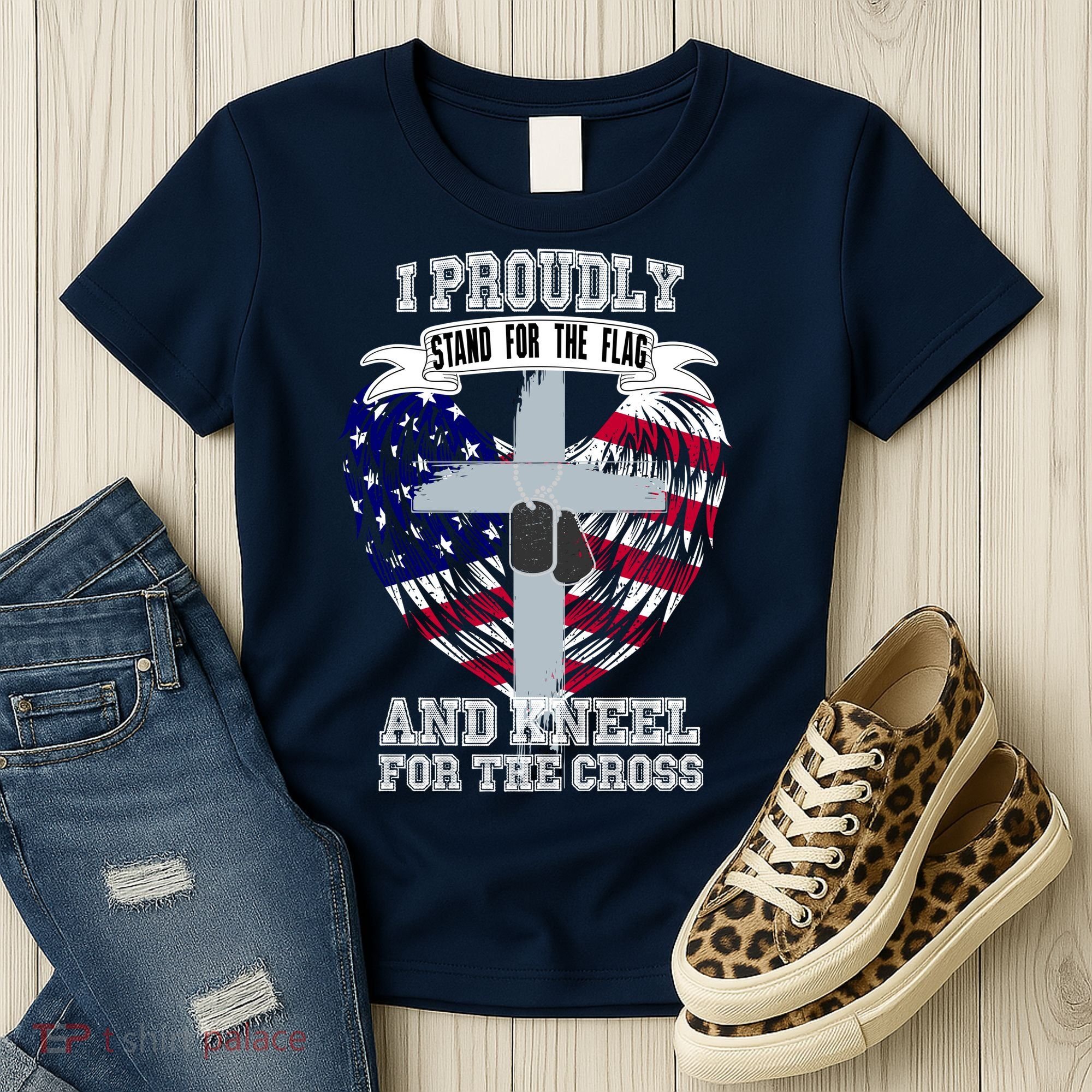 I Proudly Stand For The Flag And Kneel For The Cross Women's T-Shirt