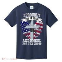 I Proudly Stand For The Flag And Kneel For The Cross Kids T-Shirt thumb 0