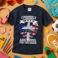 I Proudly Stand For The Flag And Kneel For The Cross Kids T-Shirt thumb 3