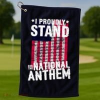I Proudly Stand For The National Anthem Pledge Golf Towel thumb 1