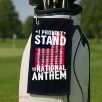 I Proudly Stand For The National Anthem Pledge Golf Towel thumb 2