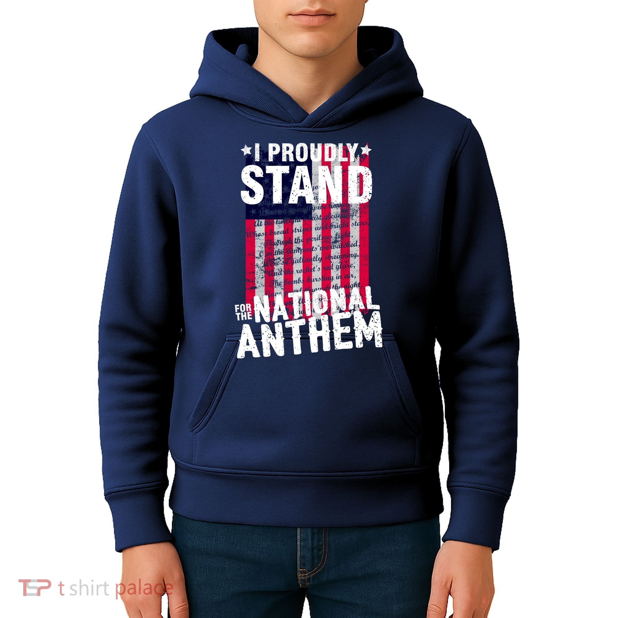 I Proudly Stand For The National Anthem Pledge Kids Hoodie