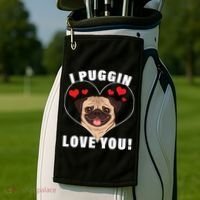 I Puggin Love You Golf Towel thumb 2