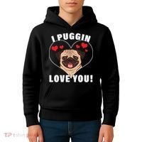 I Puggin Love You Kids Hoodie thumb 4