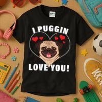I Puggin Love You Kids T-Shirt thumb 3