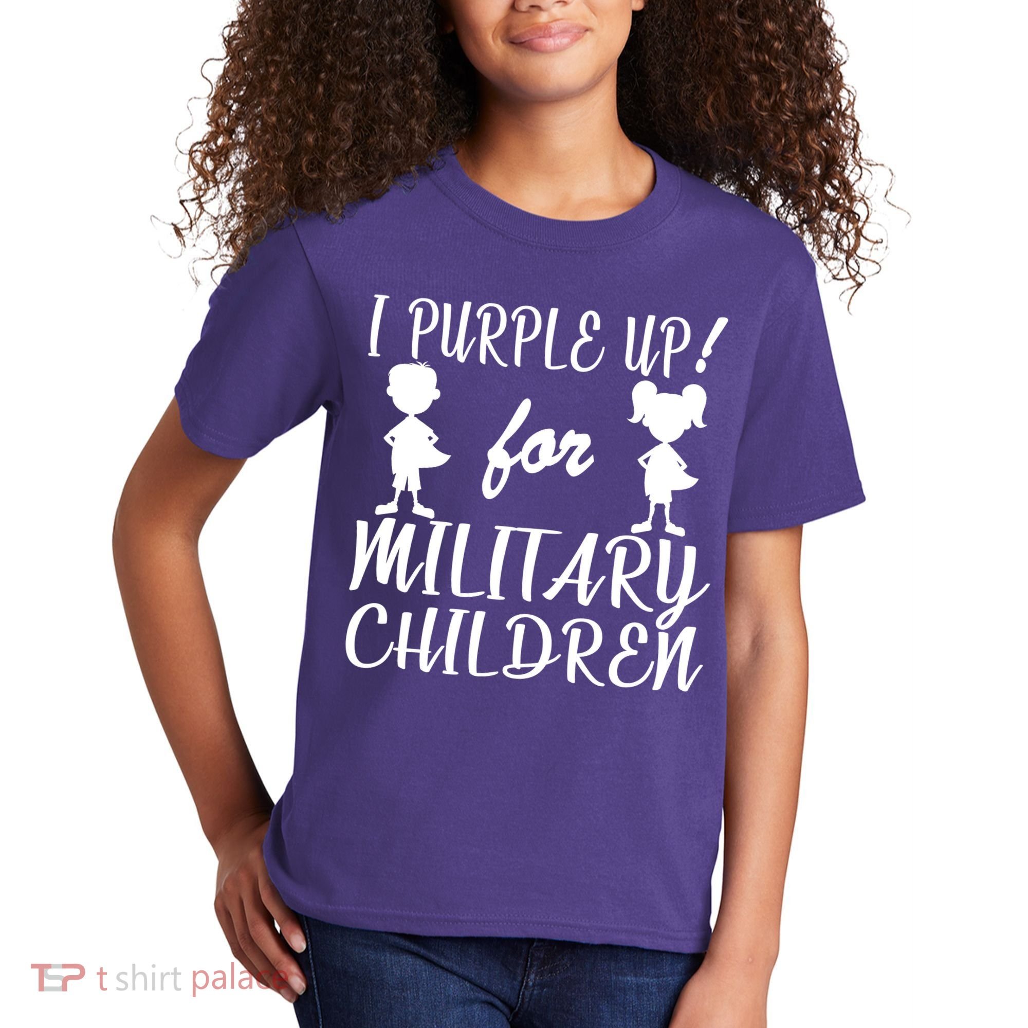 I Purple Up For Military Children Month Kids T-Shirt