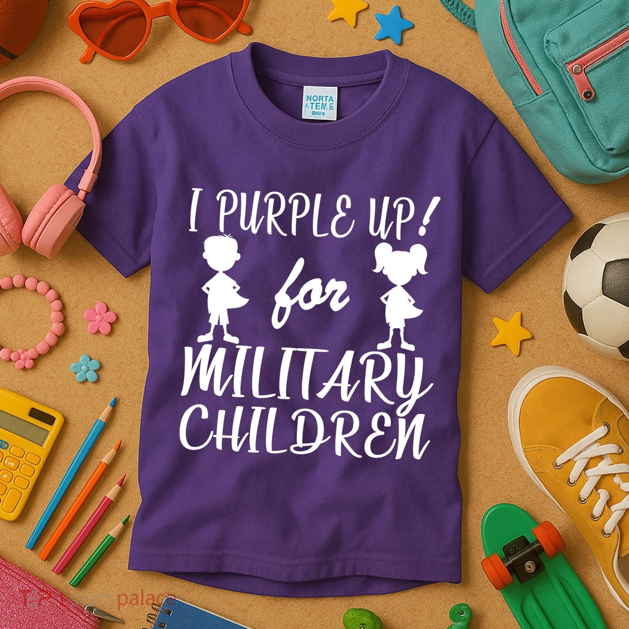 I Purple Up For Military Children Month Kids T-Shirt