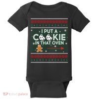 I Put A Cookie In That Oven Ugly Christmas Sweater Baby Bodysuit thumb 0