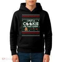 I Put A Cookie In That Oven Ugly Christmas Sweater Kids Hoodie thumb 4