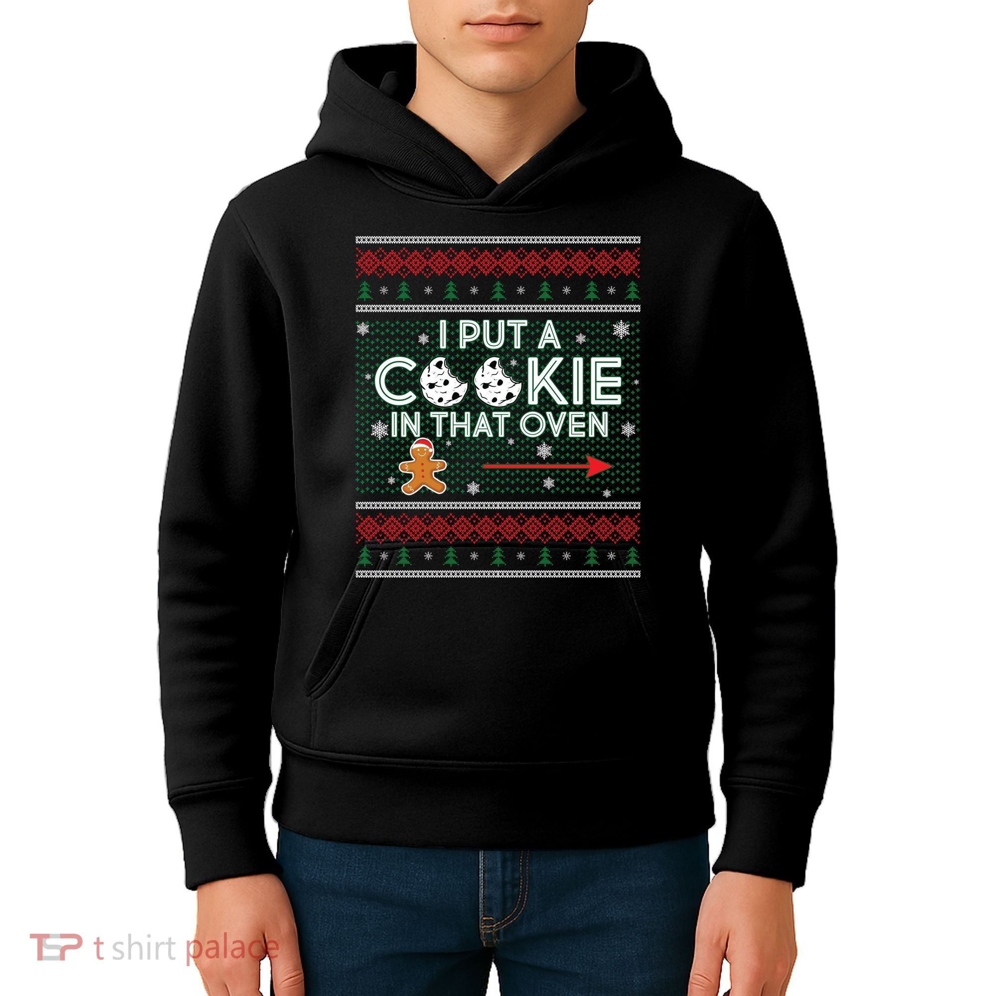 I Put A Cookie In That Oven Ugly Christmas Sweater Kids Hoodie