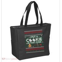 I Put A Cookie In That Oven Ugly Christmas Sweater Tote Bag thumb 2