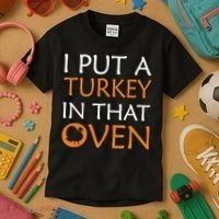 I Put A Turkey In That Oven Kids T-Shirt thumb 3