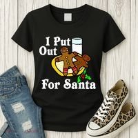 I Put Out For Santa Cookies and Milk Women's T-Shirt thumb 3