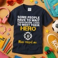 I Raised My Firefighter Hero Kids T-Shirt thumb 3