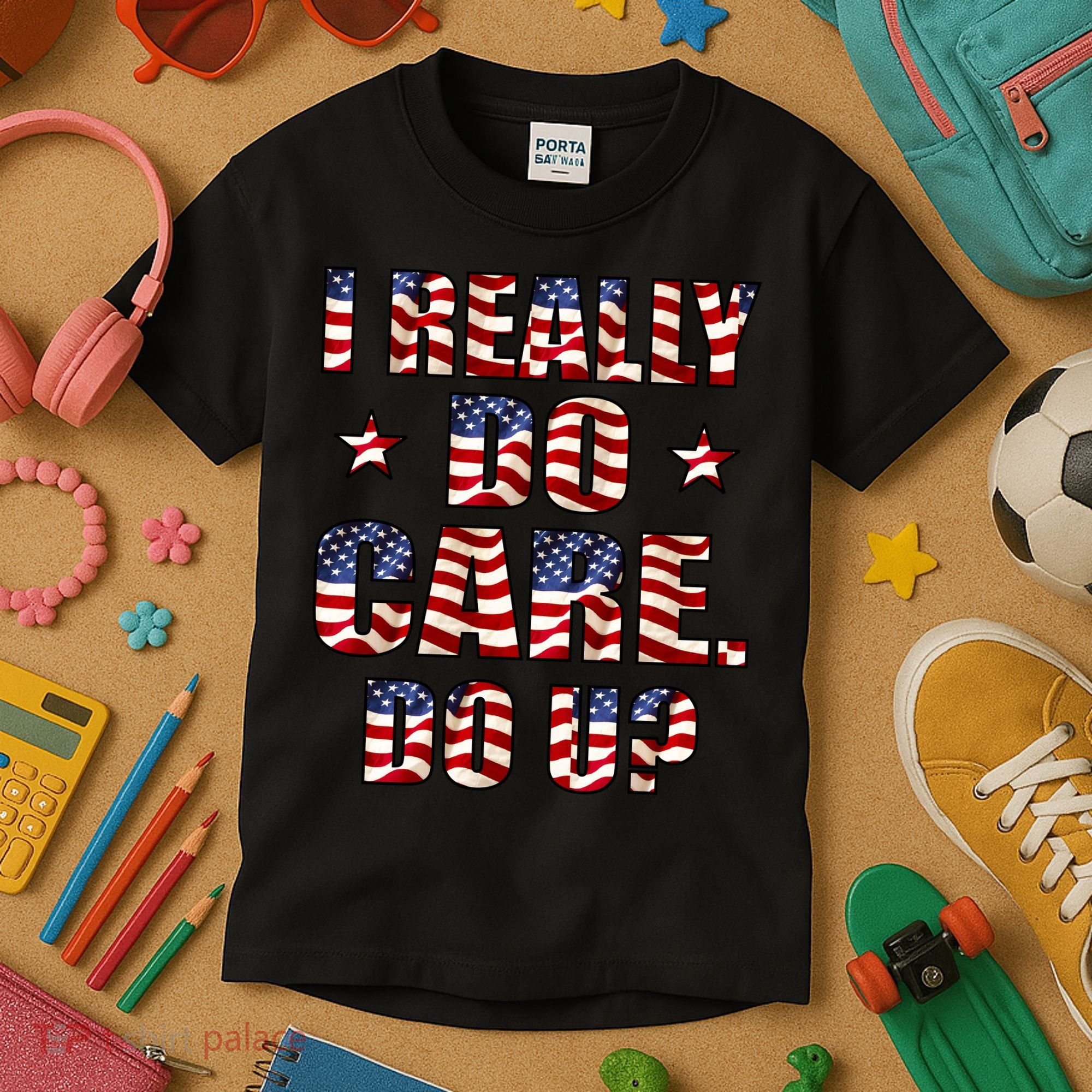 I Really Do Care Do U? USA Kids T-Shirt