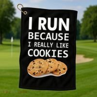 I Run Because I Really Like Cookies Golf Towel thumb 1
