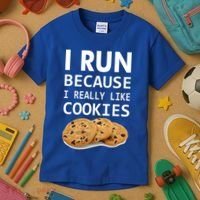 I Run Because I Really Like Cookies Kids T-Shirt thumb 3