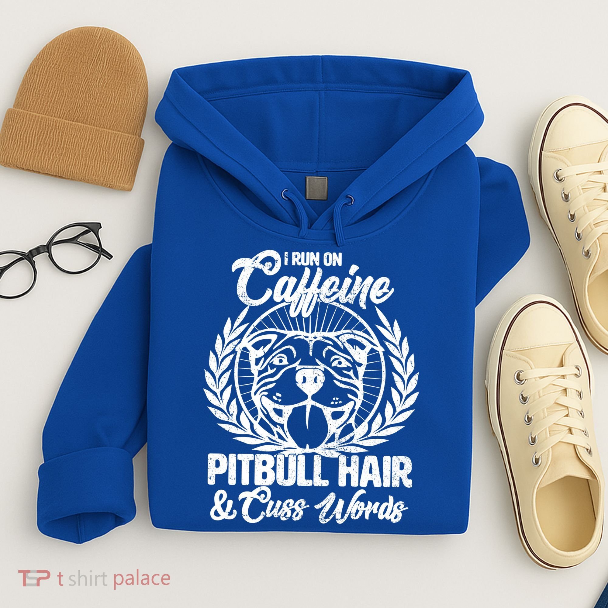 I Run On Caffeine Pitbull Hair And Cuss Words Hoodie