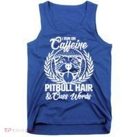 I Run On Caffeine Pitbull Hair And Cuss Words Tank Top thumb 0