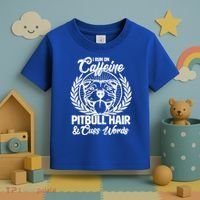 I Run On Caffeine Pitbull Hair And Cuss Words Toddler T-Shirt thumb 3