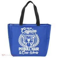 I Run On Caffeine Pitbull Hair And Cuss Words Tote Bag thumb 0