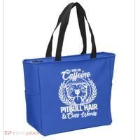 I Run On Caffeine Pitbull Hair And Cuss Words Tote Bag thumb 2