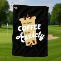 I Run On Coffee And Anxiety Golf Towel thumb 1