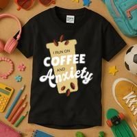 I Run On Coffee And Anxiety Kids T-Shirt thumb 3