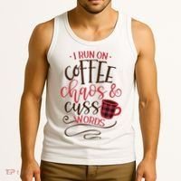 I Run On Coffee Chaos And Cuss Words Tank Top thumb 3