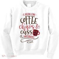 I Run On Coffee Chaos And Cuss Words Kids Sweatshirt thumb 0