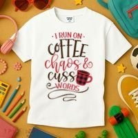 I Run On Coffee Chaos And Cuss Words Kids T-Shirt thumb 3