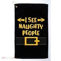 I See Naughty People Santa Or Elf Top Costume Golf Towel thumb 0