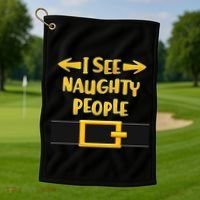 I See Naughty People Santa Or Elf Top Costume Golf Towel thumb 1
