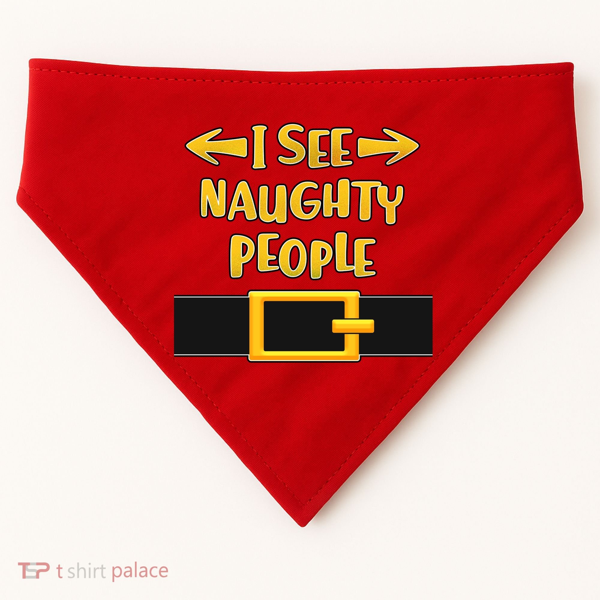 I See Naughty People Santa Or Elf Top Costume USA-Made Doggie Bandana