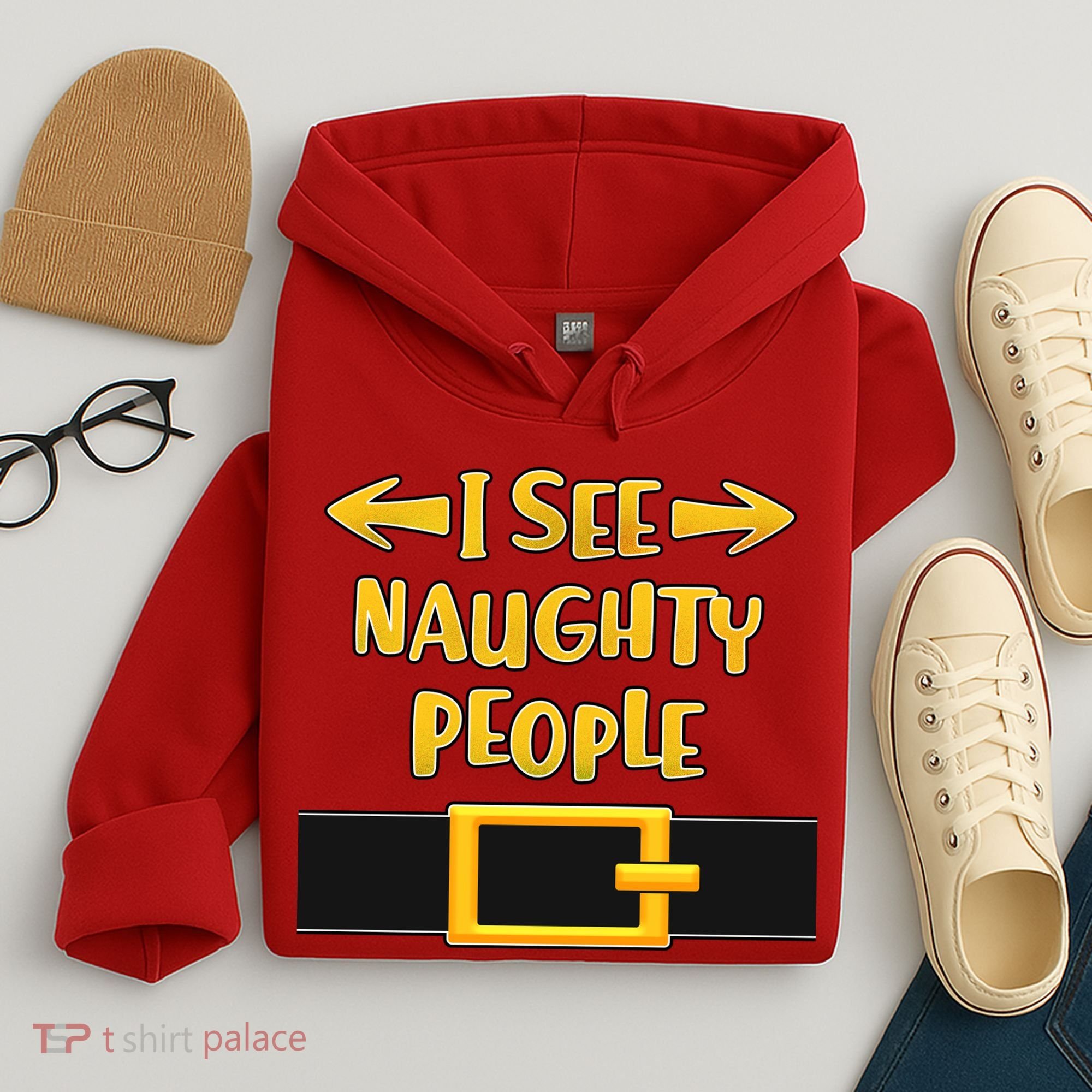 I See Naughty People Santa Or Elf Top Costume Hoodie