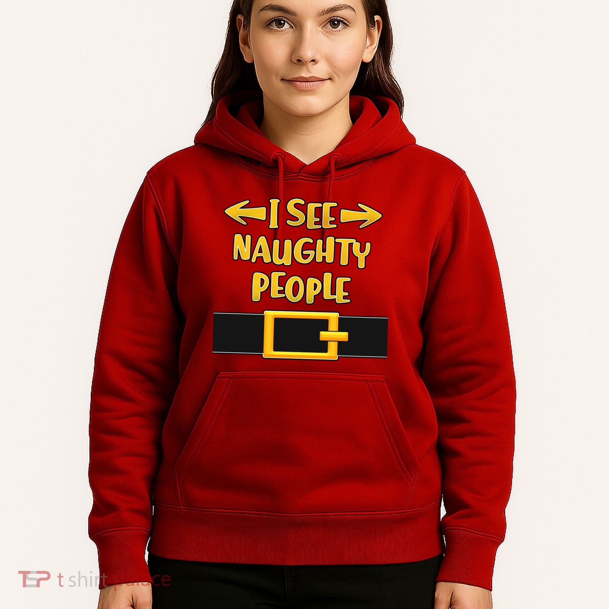 I See Naughty People Santa Or Elf Top Costume Hoodie