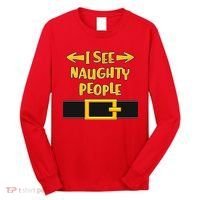 I See Naughty People Santa Or Elf Top Costume Long Sleeve Shirt thumb 0