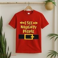 I See Naughty People Santa Or Elf Top Costume T-Shirt thumb 2