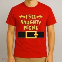 I See Naughty People Santa Or Elf Top Costume T-Shirt thumb 3