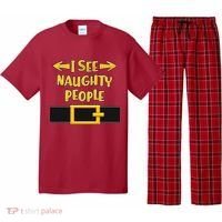 I See Naughty People Santa Or Elf Top Costume Pajama Set thumb 0